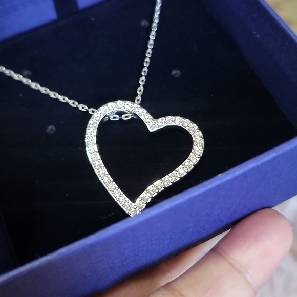 Swarovski Silver Heart Studded Pendant - Picture 9 of 14
